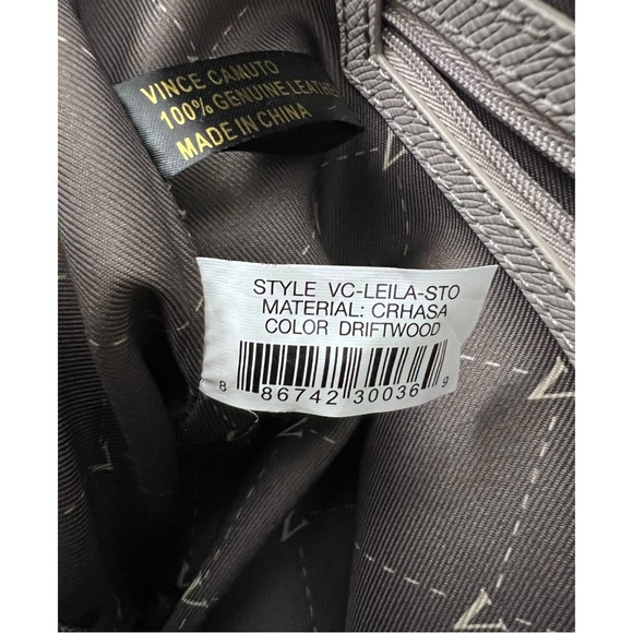 VINCE CAMUTO Leila Gray Driftwood Saffiano Leather Tote Bag - Picture 5 of 14
